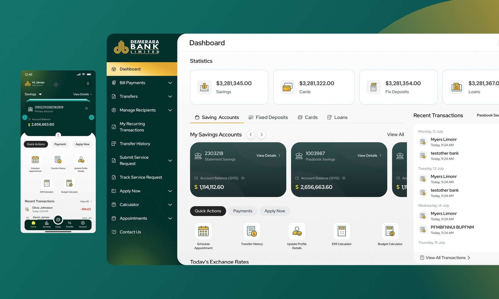 Demerara Bank dashboard